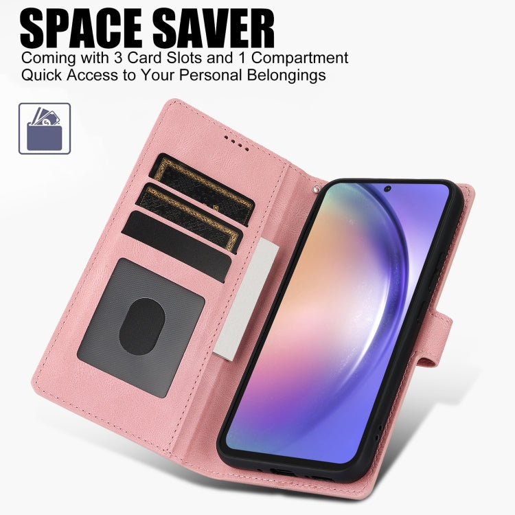 For Samsung Galaxy S25+ 5G Fantasy Skin-feel Calfskin Texture Leather Phone Case(Pink) - Galaxy S25+ 5G Cases by PMC TechLife | Online Shopping South Africa | PMC TechLife | Buy Now Pay Later Mobicred