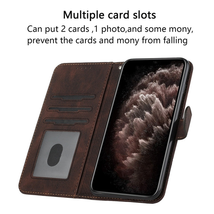 For Samsung Galaxy S25 5G Cubic Skin Feel Flip Leather Phone Case(Brown) - Galaxy S25 5G Cases by PMC TechLife | Online Shopping South Africa | PMC TechLife | Buy Now Pay Later Mobicred