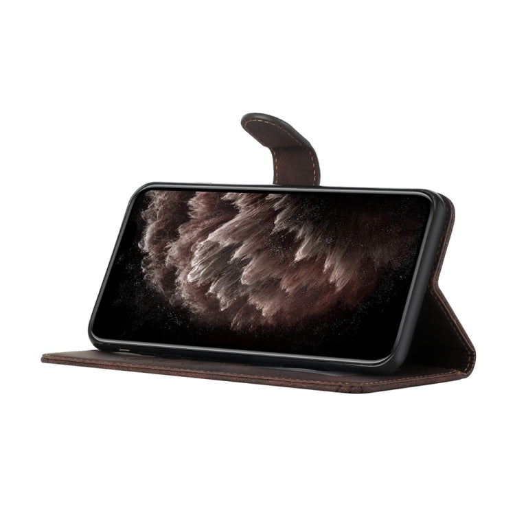 For Samsung Galaxy S25 5G Cubic Skin Feel Flip Leather Phone Case(Brown) - Galaxy S25 5G Cases by PMC TechLife | Online Shopping South Africa | PMC TechLife | Buy Now Pay Later Mobicred