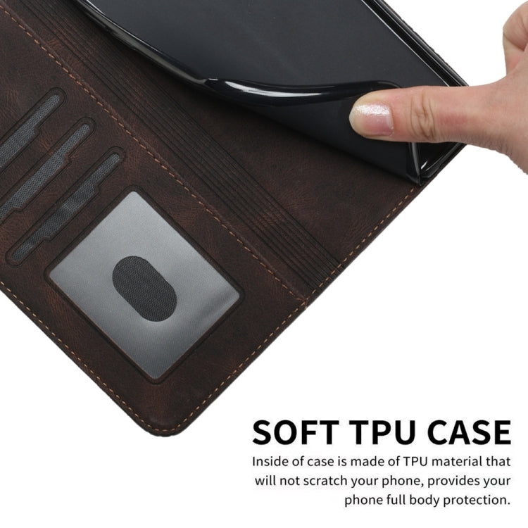 For Samsung Galaxy S25+ 5G Cubic Skin Feel Flip Leather Phone Case(Brown) - Galaxy S25+ 5G Cases by PMC TechLife | Online Shopping South Africa | PMC TechLife | Buy Now Pay Later Mobicred