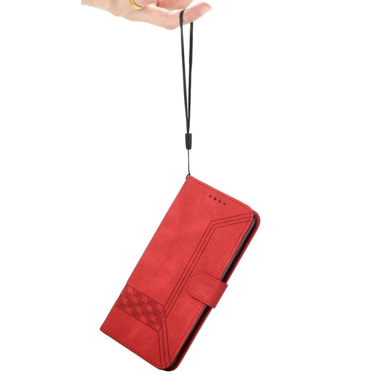 For Samsung Galaxy S25 Ultra 5G Cubic Skin Feel Flip Leather Phone Case(Red) - Galaxy S25 Ultra 5G Cases by PMC TechLife | Online Shopping South Africa | PMC TechLife | Buy Now Pay Later Mobicred