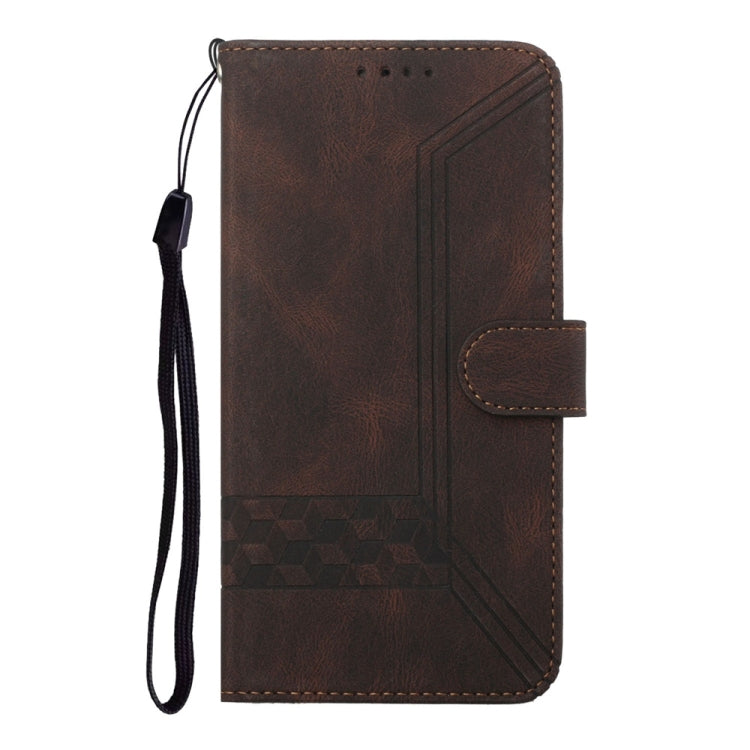 For Samsung Galaxy S25 Ultra 5G Cubic Skin Feel Flip Leather Phone Case(Brown) - Galaxy S25 Ultra 5G Cases by PMC TechLife | Online Shopping South Africa | PMC TechLife | Buy Now Pay Later Mobicred