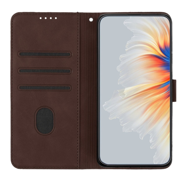For Samsung Galaxy S25 Ultra 5G Heart Pattern Skin Feel Leather Phone Case(Brown) - free shipping - PMC Jewellery - Order now!