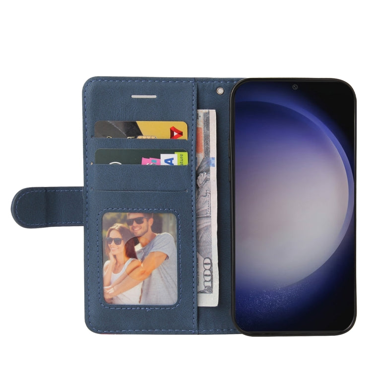For Samsung Galaxy S25 / S24 5G Dual-color Splicing Flip Leather Phone Case(Blue) - free shipping - PMC Jewellery - Order now!