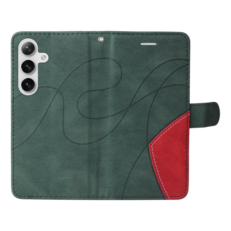 For Samsung Galaxy S25 / S24 5G Dual-color Splicing Flip Leather Phone Case(Green) - Galaxy S25 5G Cases by PMC Jewellery | Online Shopping South Africa | PMC Jewellery | Buy Now Pay Later Mobicred