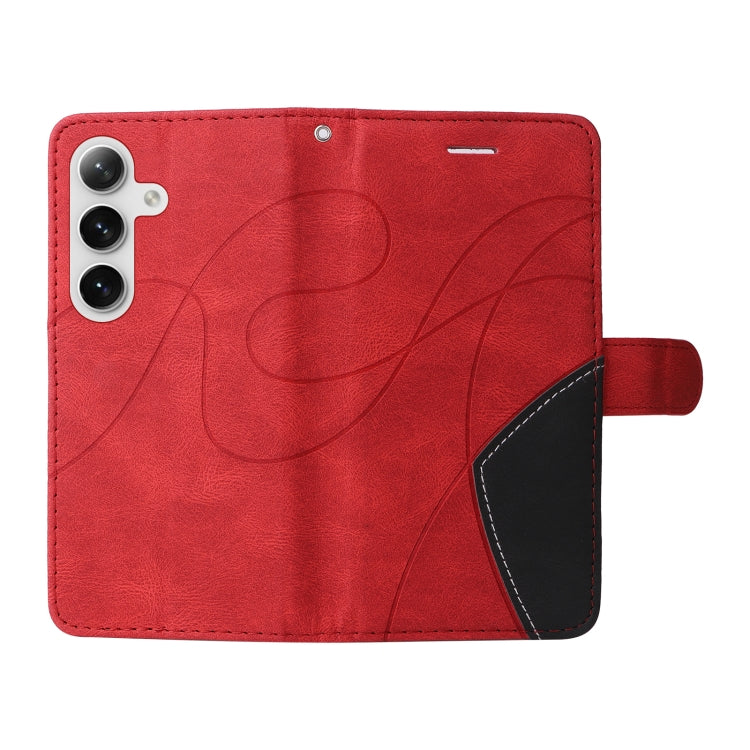 For Samsung Galaxy S25 / S24 5G Dual-color Splicing Flip Leather Phone Case(Red) - Galaxy S25 5G Cases by PMC Jewellery | Online Shopping South Africa | PMC Jewellery | Buy Now Pay Later Mobicred