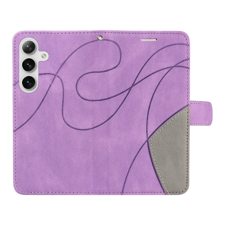 For Samsung Galaxy S25 / S24 5G Dual-color Splicing Flip Leather Phone Case(Purple) - Galaxy S25 5G Cases by PMC Jewellery | Online Shopping South Africa | PMC Jewellery | Buy Now Pay Later Mobicred
