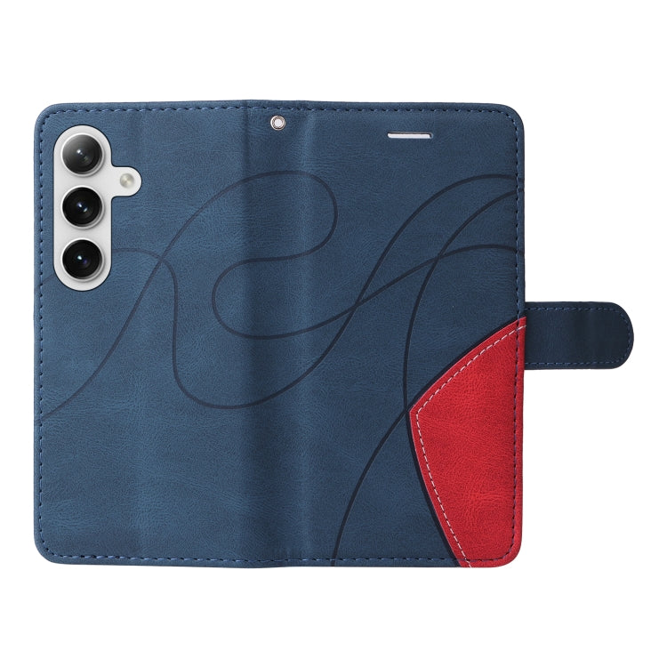 For Samsung Galaxy S25+ / S24+ 5G Dual-color Splicing Flip Leather Phone Case(Blue) - Galaxy S25+ 5G Cases by PMC Jewellery | Online Shopping South Africa | PMC Jewellery | Buy Now Pay Later Mobicred