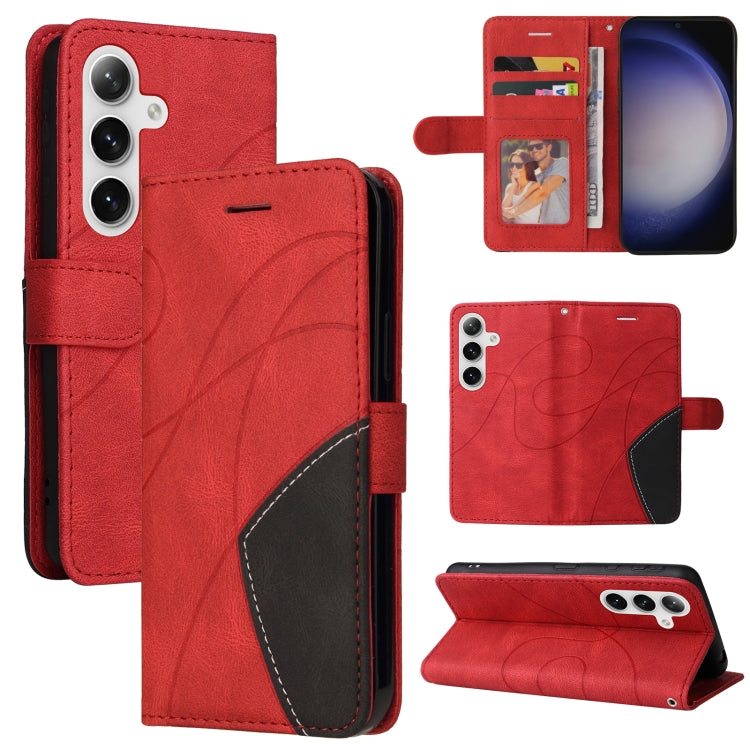 For Samsung Galaxy S25+ / S24+ 5G Dual-color Splicing Flip Leather Phone Case(Red) - Galaxy S25+ 5G Cases by PMC Jewellery | Online Shopping South Africa | PMC Jewellery | Buy Now Pay Later Mobicred