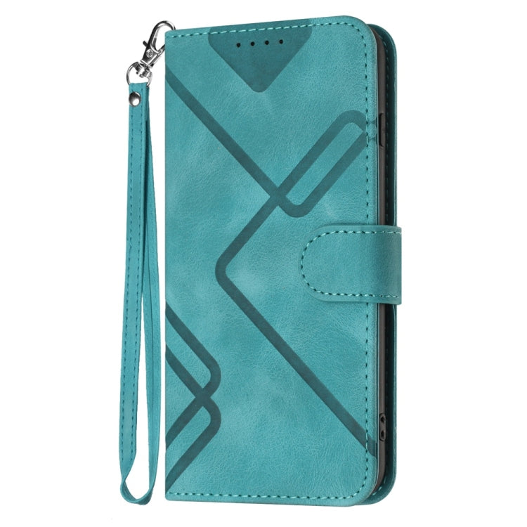 For Samsung Galaxy S25 5G Line Pattern Skin Feel Leather Phone Case(Light Blue) - Galaxy S25 5G Cases by PMC Jewellery | Online Shopping South Africa | PMC Jewellery | Buy Now Pay Later Mobicred