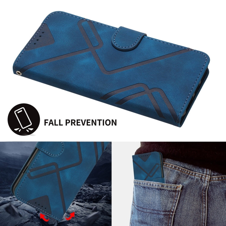 For Samsung Galaxy S25 5G Line Pattern Skin Feel Leather Phone Case(Royal Blue) - Galaxy S25 5G Cases by PMC Jewellery | Online Shopping South Africa | PMC Jewellery | Buy Now Pay Later Mobicred