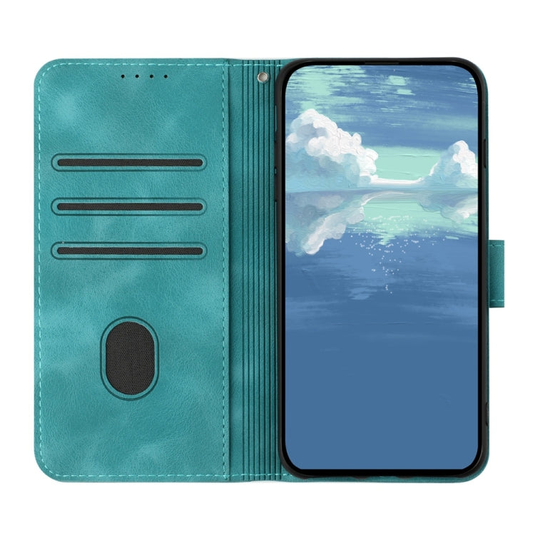 For Samsung Galaxy S25+ 5G Line Pattern Skin Feel Leather Phone Case(Light Blue) - Galaxy S25+ 5G Cases by PMC Jewellery | Online Shopping South Africa | PMC Jewellery | Buy Now Pay Later Mobicred
