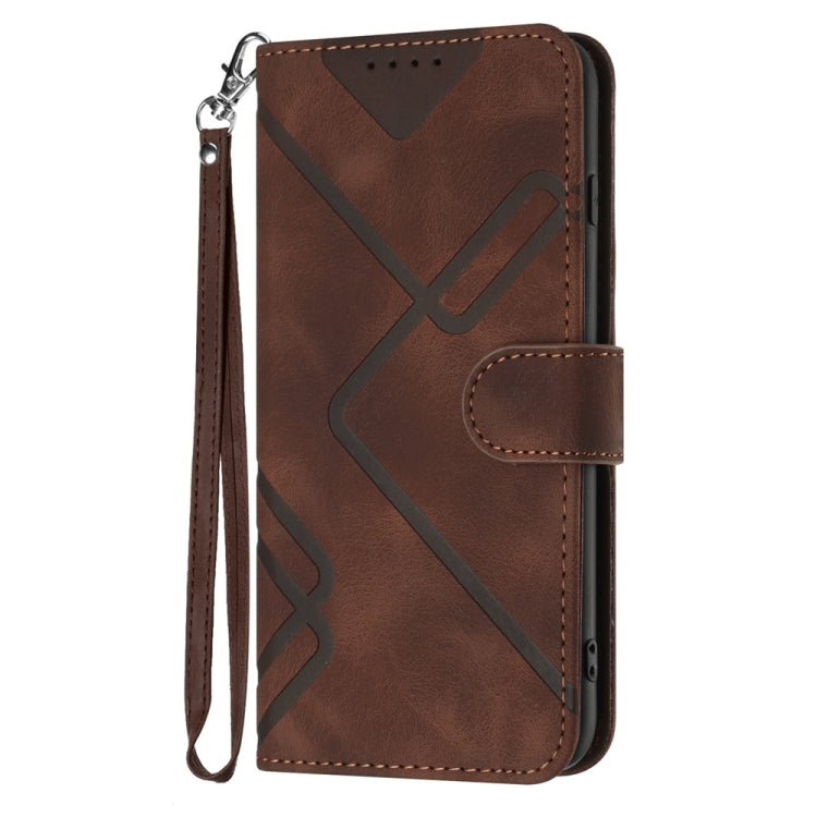 For Samsung Galaxy S25 Ultra 5G Line Pattern Skin Feel Leather Phone Case(Coffee) - Galaxy S25 Ultra 5G Cases by PMC Jewellery | Online Shopping South Africa | PMC Jewellery | Buy Now Pay Later Mobicred