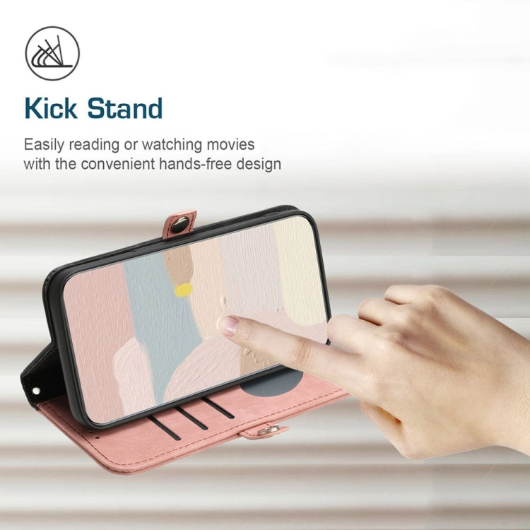 For Samsung Galaxy S25 5G Side Buckle Double Fold Hand Strap Leather Phone Case(Pink) - Galaxy S25 5G Cases by PMC Jewellery | Online Shopping South Africa | PMC Jewellery | Buy Now Pay Later Mobicred