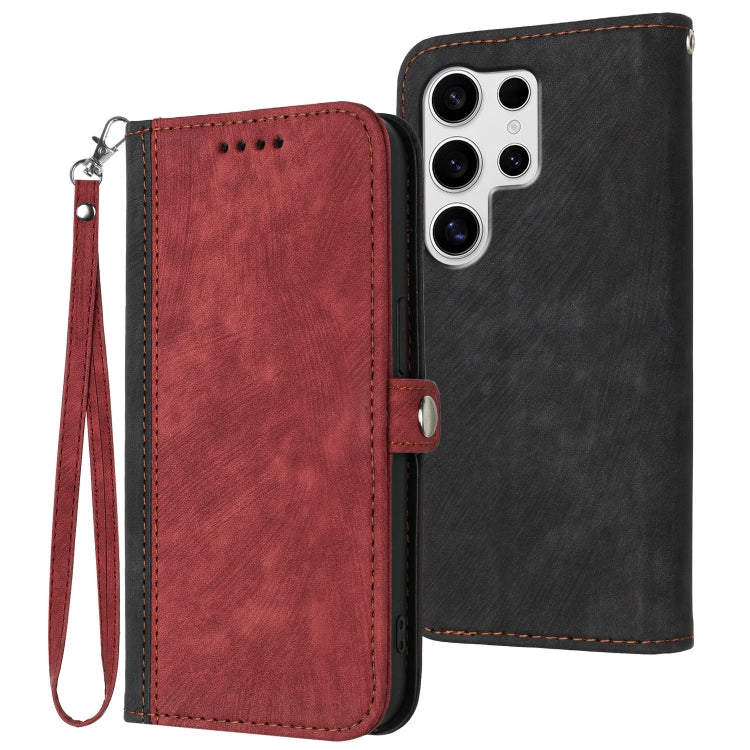 For Samsung Galaxy S25 Ultra 5G Side Buckle Double Fold Hand Strap Leather Phone Case(Red) - Galaxy S25 Ultra 5G Cases by PMC TechLife | Online Shopping South Africa | PMC TechLife | Buy Now Pay Later Mobicred