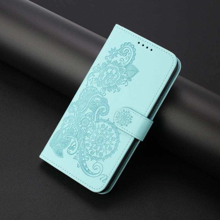 For Samsung Galaxy S25 5G Datura Flower Embossed Flip Leather Phone Case(Light Blue) - Galaxy S25 5G Cases by PMC Jewellery | Online Shopping South Africa | PMC Jewellery | Buy Now Pay Later Mobicred