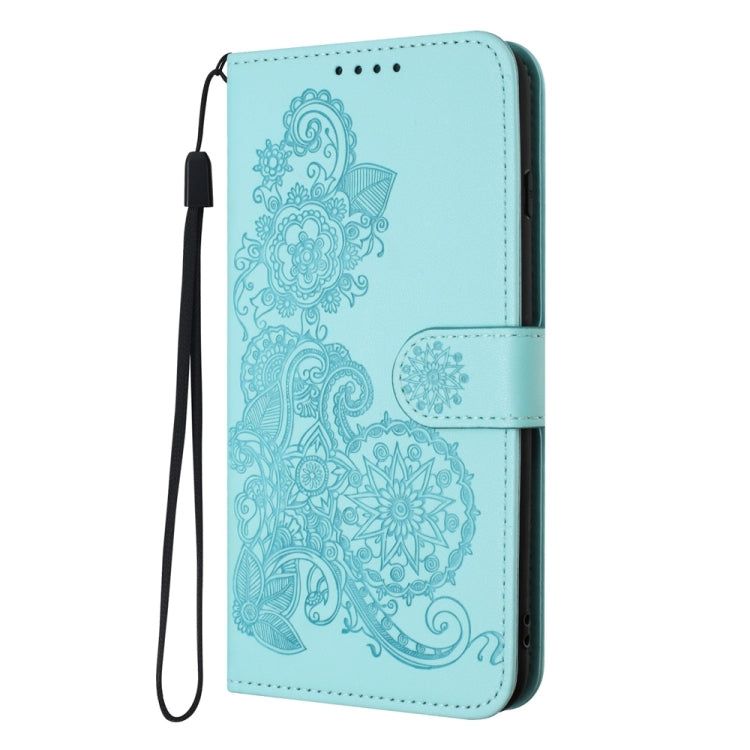 For Samsung Galaxy S25 5G Datura Flower Embossed Flip Leather Phone Case(Light Blue) - Galaxy S25 5G Cases by PMC Jewellery | Online Shopping South Africa | PMC Jewellery | Buy Now Pay Later Mobicred