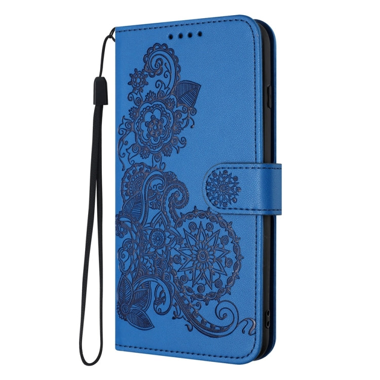 For Samsung Galaxy S25+ 5G Datura Flower Embossed Flip Leather Phone Case(Blue) - Galaxy S25+ 5G Cases by PMC Jewellery | Online Shopping South Africa | PMC Jewellery | Buy Now Pay Later Mobicred
