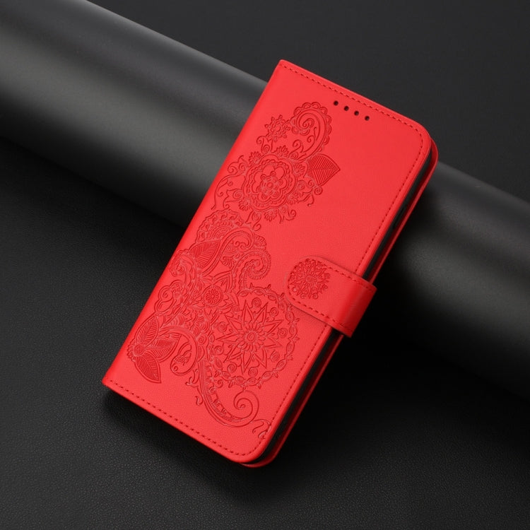 For Samsung Galaxy S25+ 5G Datura Flower Embossed Flip Leather Phone Case(Red) - Galaxy S25+ 5G Cases by PMC Jewellery | Online Shopping South Africa | PMC Jewellery | Buy Now Pay Later Mobicred