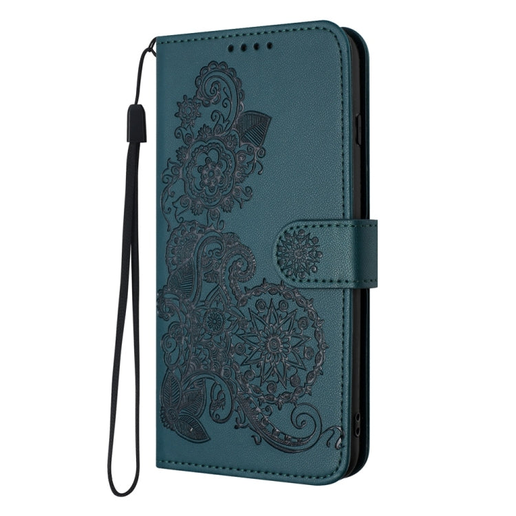 For Samsung Galaxy S25+ 5G Datura Flower Embossed Flip Leather Phone Case(Dark Green) - Galaxy S25+ 5G Cases by PMC Jewellery | Online Shopping South Africa | PMC Jewellery | Buy Now Pay Later Mobicred