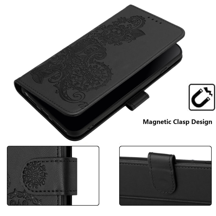 For Samsung Galaxy S25+ 5G Datura Flower Embossed Flip Leather Phone Case(Black) - Galaxy S25+ 5G Cases by PMC Jewellery | Online Shopping South Africa | PMC Jewellery | Buy Now Pay Later Mobicred