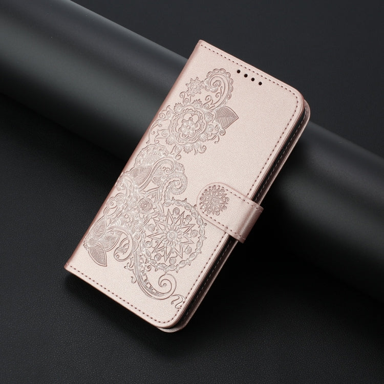 For Samsung Galaxy S25 Ultra 5G Datura Flower Embossed Flip Leather Phone Case(Rose Gold) - Galaxy S25 Ultra 5G Cases by PMC Jewellery | Online Shopping South Africa | PMC Jewellery | Buy Now Pay Later Mobicred