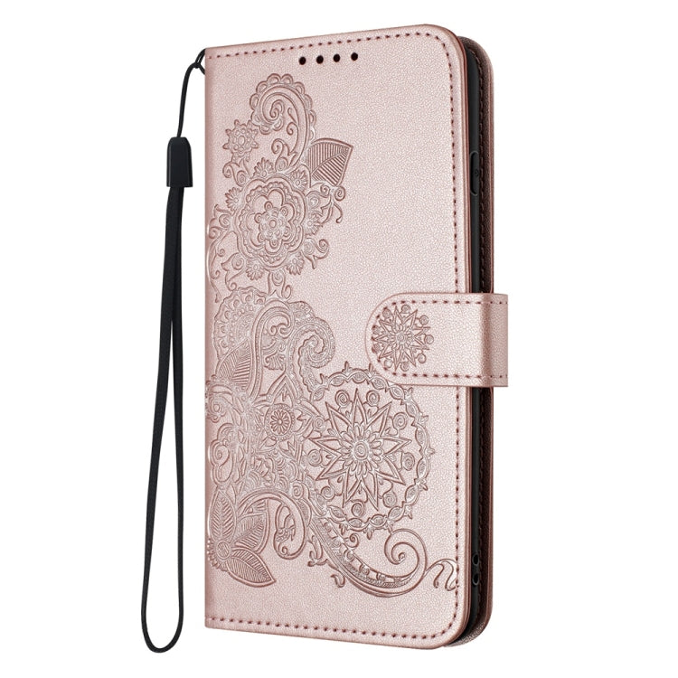 For Samsung Galaxy S25 Ultra 5G Datura Flower Embossed Flip Leather Phone Case(Rose Gold) - Galaxy S25 Ultra 5G Cases by PMC Jewellery | Online Shopping South Africa | PMC Jewellery | Buy Now Pay Later Mobicred
