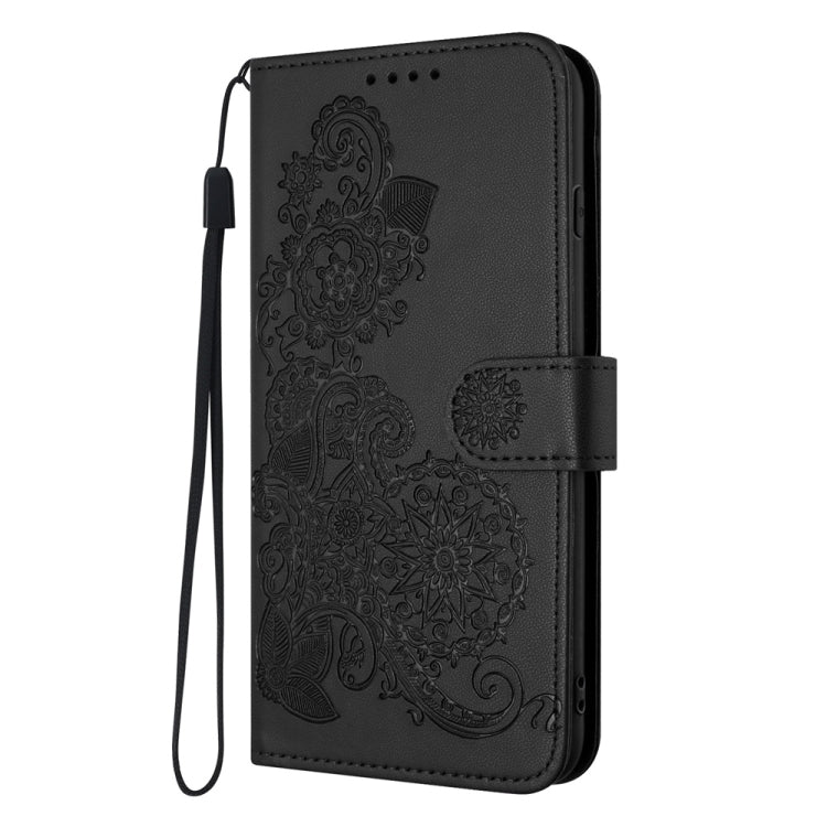 For Samsung Galaxy S25 Ultra 5G Datura Flower Embossed Flip Leather Phone Case(Black) - Galaxy S25 Ultra 5G Cases by PMC Jewellery | Online Shopping South Africa | PMC Jewellery | Buy Now Pay Later Mobicred