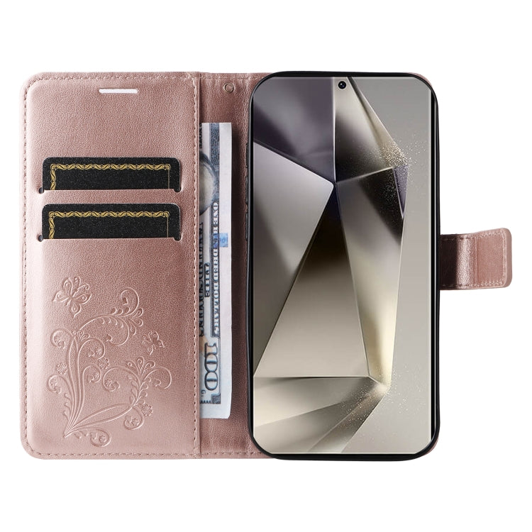 For Samsung Galaxy S25 Ultra 5G 3D Butterfly Embossed Pattern Flip Leather Phone Case(Rose Gold) - Galaxy S25 Ultra 5G Cases by PMC TechLife | Online Shopping South Africa | PMC TechLife | Buy Now Pay Later Mobicred