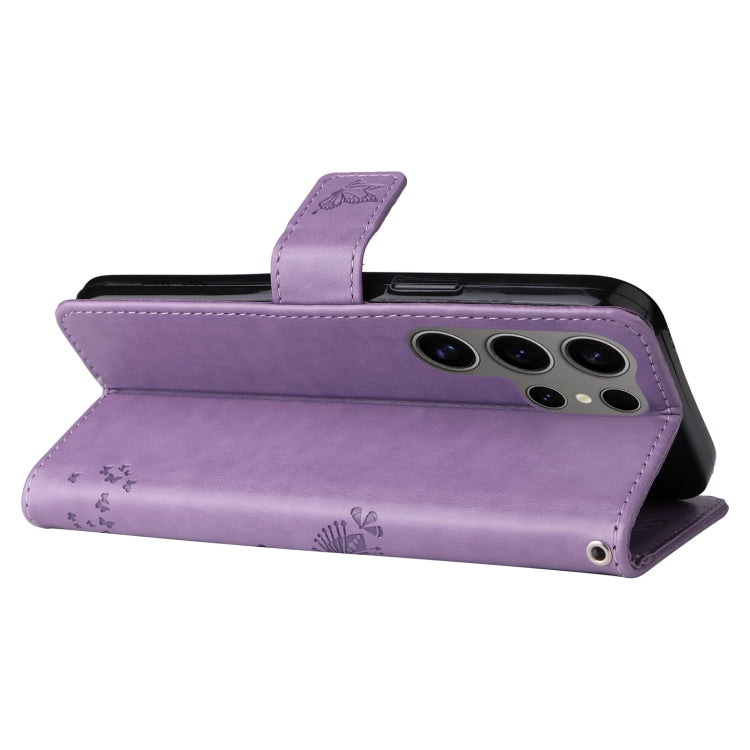 For Samsung Galaxy S25 Ultra 5G Tree & Cat Embossed Pattern Flip Leather Phone Case(Light Purple) - Galaxy S25 Ultra 5G Cases by PMC TechLife | Online Shopping South Africa | PMC TechLife | Buy Now Pay Later Mobicred