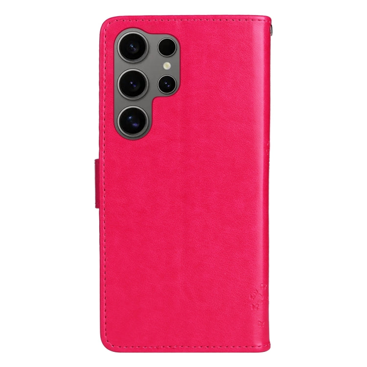 For Samsung Galaxy S25 Ultra 5G Tree & Cat Embossed Pattern Flip Leather Phone Case(Rose Red) - Galaxy S25 Ultra 5G Cases by PMC TechLife | Online Shopping South Africa | PMC TechLife | Buy Now Pay Later Mobicred