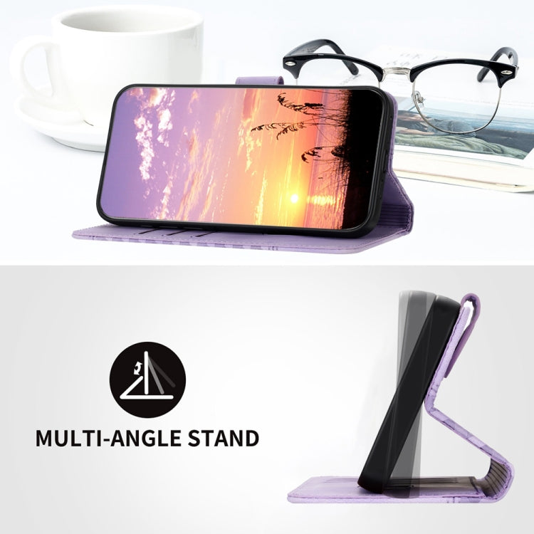 For Samsung Galaxy S25 5G YX0060 Elephant Head Embossed Phone Leather Case with Lanyard(Light Purple) - Galaxy S25 5G Cases by PMC Jewellery | Online Shopping South Africa | PMC Jewellery | Buy Now Pay Later Mobicred