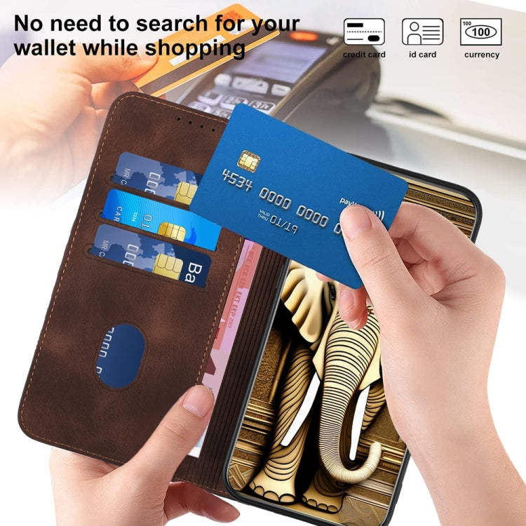 For Samsung Galaxy S25 Ultra 5G YX0060 Elephant Head Embossed Phone Leather Case with Lanyard(Coffee) - Galaxy S25 Ultra 5G Cases by PMC Jewellery | Online Shopping South Africa | PMC Jewellery | Buy Now Pay Later Mobicred