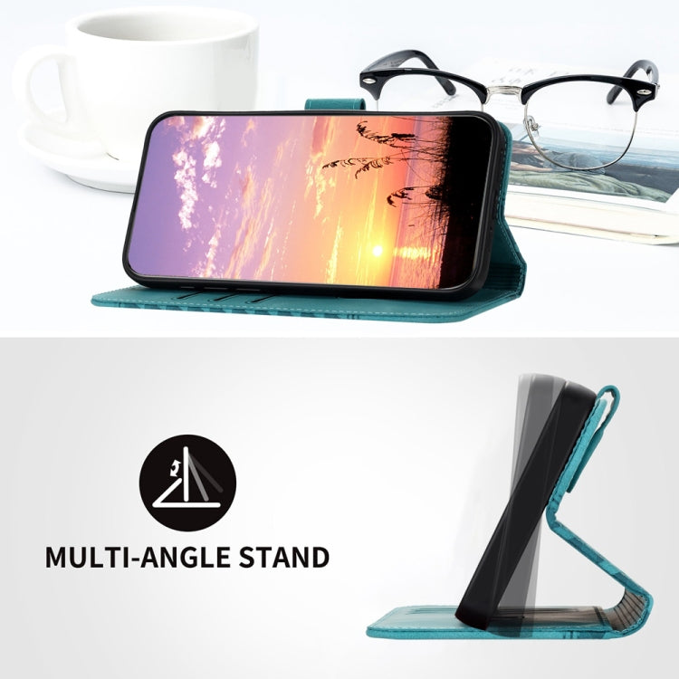 For Samsung Galaxy S25 Ultra 5G YX0060 Elephant Head Embossed Phone Leather Case with Lanyard(Light Blue) - Galaxy S25 Ultra 5G Cases by PMC TechLife | Online Shopping South Africa | PMC TechLife | Buy Now Pay Later Mobicred