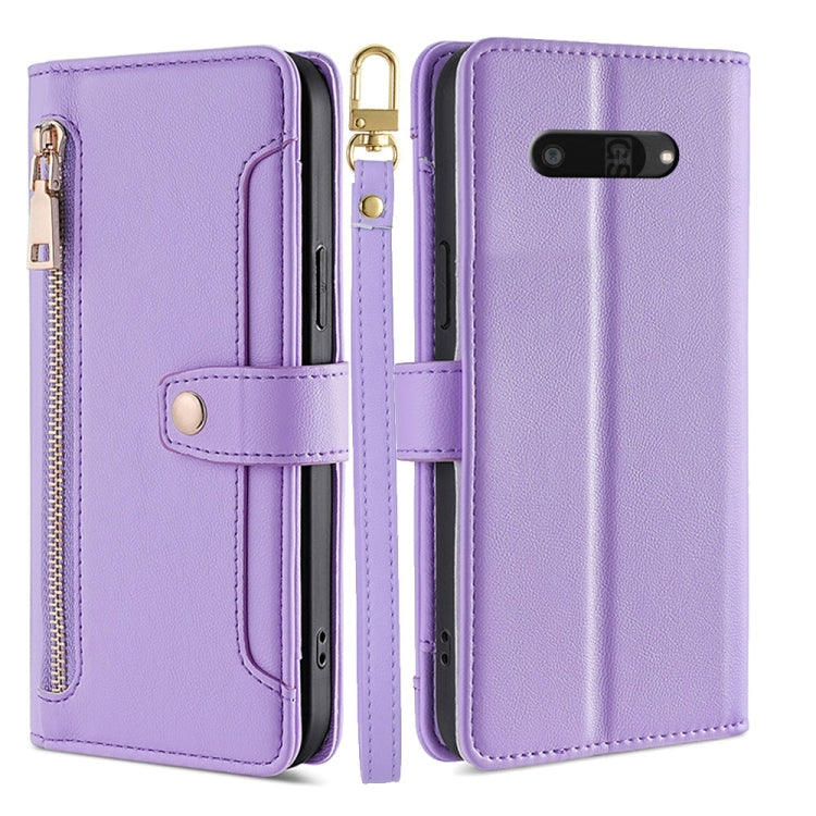 For Kyocera Digno SX4 5G Sheep Texture Cross-body Zipper Wallet Leather Phone Case(Purple) - More Brand by PMC TechLife | Online Shopping South Africa | PMC TechLife | Buy Now Pay Later Mobicred