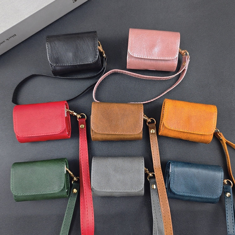 For AirPods 1 / 2 Cowhide Texture PU Headset Shockproof Case(Blue) - For AirPods 1/2 by PMC Jewellery | Online Shopping South Africa | PMC Jewellery | Buy Now Pay Later Mobicred