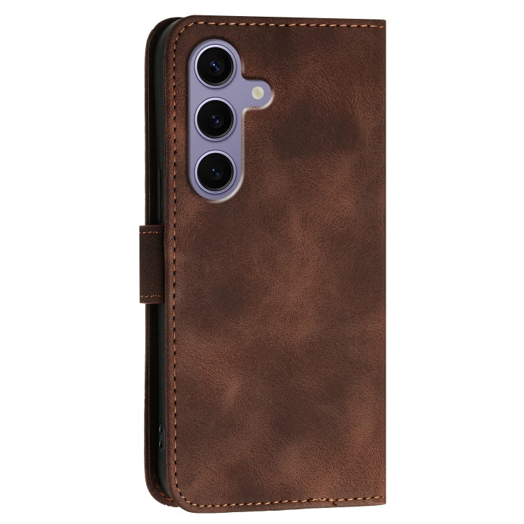 For Samsung Galaxy S25 5G YX0080 Grid Butterfly Embossed Pattern Flip Leather Phone Case with Lanyard(Coffee) - Galaxy S25 5G Cases by PMC TechLife | Online Shopping South Africa | PMC TechLife | Buy Now Pay Later Mobicred