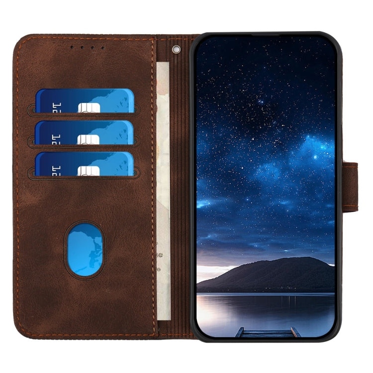 For Samsung Galaxy S25 5G YX0080 Grid Butterfly Embossed Pattern Flip Leather Phone Case with Lanyard(Coffee) - Galaxy S25 5G Cases by PMC TechLife | Online Shopping South Africa | PMC TechLife | Buy Now Pay Later Mobicred