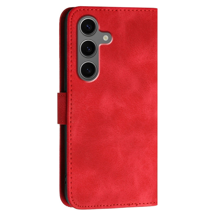 For Samsung Galaxy S25+ 5G YX0080 Grid Butterfly Embossed Pattern Flip Leather Phone Case with Lanyard(Red) - Galaxy S25+ 5G Cases by PMC TechLife | Online Shopping South Africa | PMC TechLife | Buy Now Pay Later Mobicred