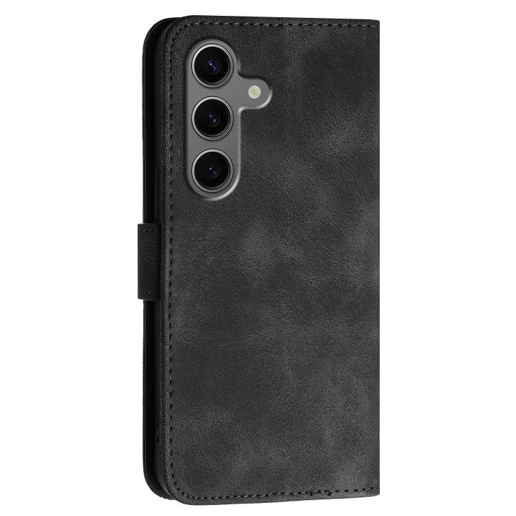 For Samsung Galaxy S25+ 5G YX0080 Grid Butterfly Embossed Pattern Flip Leather Phone Case with Lanyard(Black) - Galaxy S25+ 5G Cases by PMC TechLife | Online Shopping South Africa | PMC TechLife | Buy Now Pay Later Mobicred