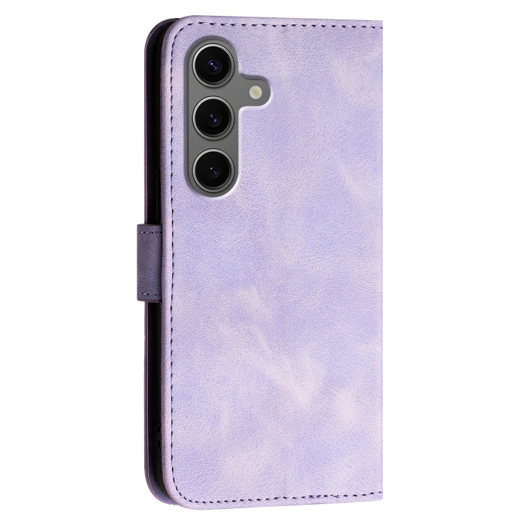 For Samsung Galaxy S25+ 5G YX0080 Grid Butterfly Embossed Pattern Flip Leather Phone Case with Lanyard(Light Purple) - Galaxy S25+ 5G Cases by PMC TechLife | Online Shopping South Africa | PMC TechLife | Buy Now Pay Later Mobicred