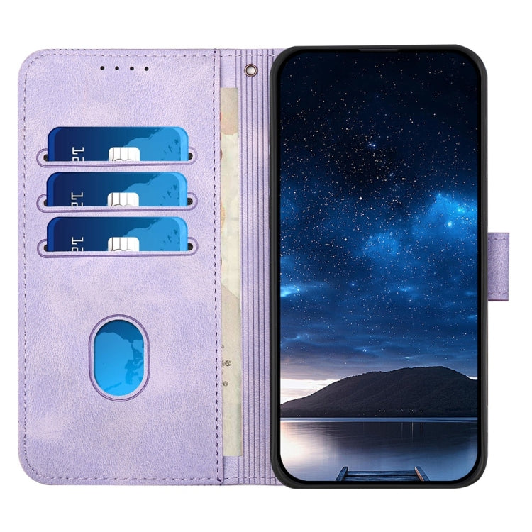 For Samsung Galaxy S25+ 5G YX0080 Grid Butterfly Embossed Pattern Flip Leather Phone Case with Lanyard(Light Purple) - Galaxy S25+ 5G Cases by PMC TechLife | Online Shopping South Africa | PMC TechLife | Buy Now Pay Later Mobicred