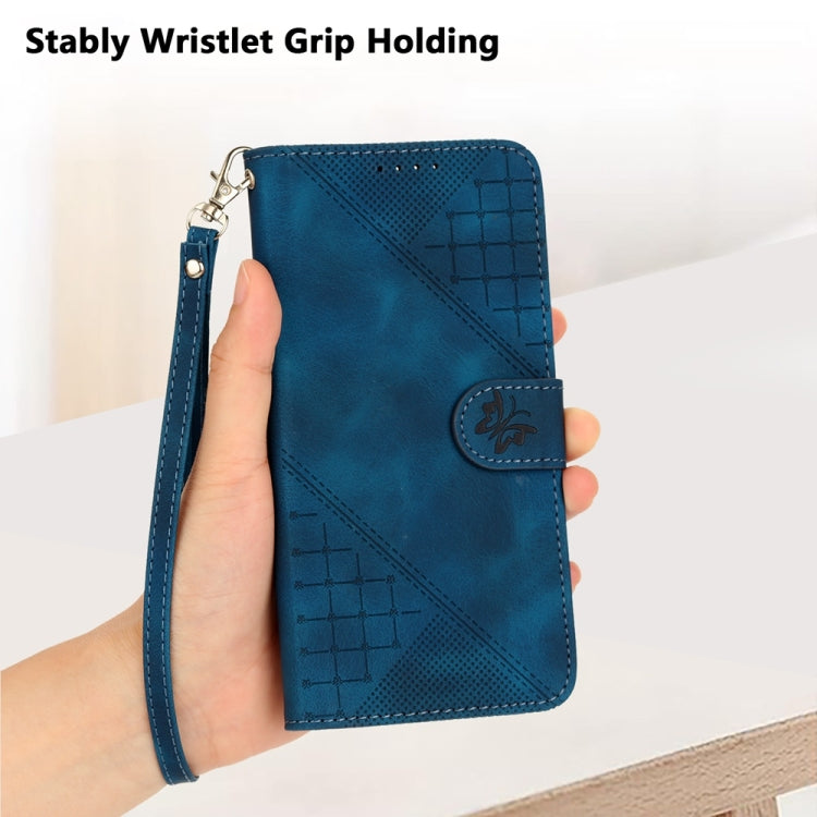 For Samsung Galaxy S25 Ultra 5G YX0080 Grid Butterfly Embossed Pattern Flip Leather Phone Case with Lanyard(Dark Blue) - Galaxy S25 Ultra 5G Cases by PMC TechLife | Online Shopping South Africa | PMC TechLife | Buy Now Pay Later Mobicred