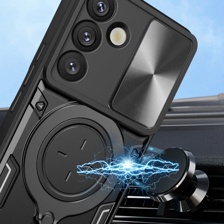 For Samsung Galaxy S25+ 5G CD Texture Sliding Camshield Magnetic Holder Phone Case(Blue) - free shipping - PMC Jewellery - Order now!