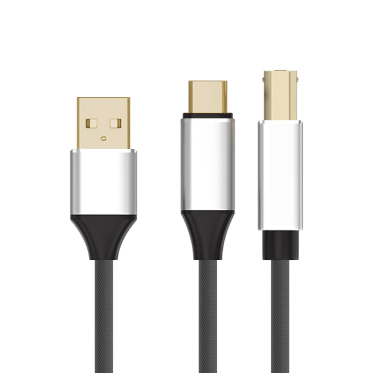 2 in 1 Type-C and USB-A to USB-B MIDI Instruments Printer Cable, Length: 1m, Length:1m(Black) - Multifunctional Cable by PMC Jewellery | Online Shopping South Africa | PMC Jewellery | Buy Now Pay Later Mobicred