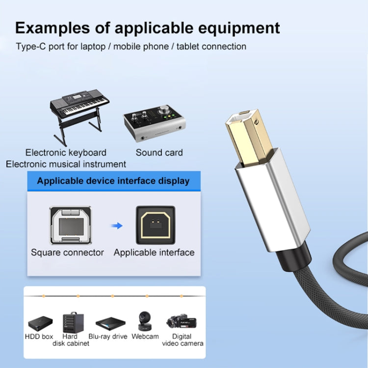 2 in 1 Type-C and USB-A to USB-B MIDI Instruments Printer Cable, Length: 1m, Length:1m(Red) - Multifunctional Cable by PMC Jewellery | Online Shopping South Africa | PMC Jewellery | Buy Now Pay Later Mobicred