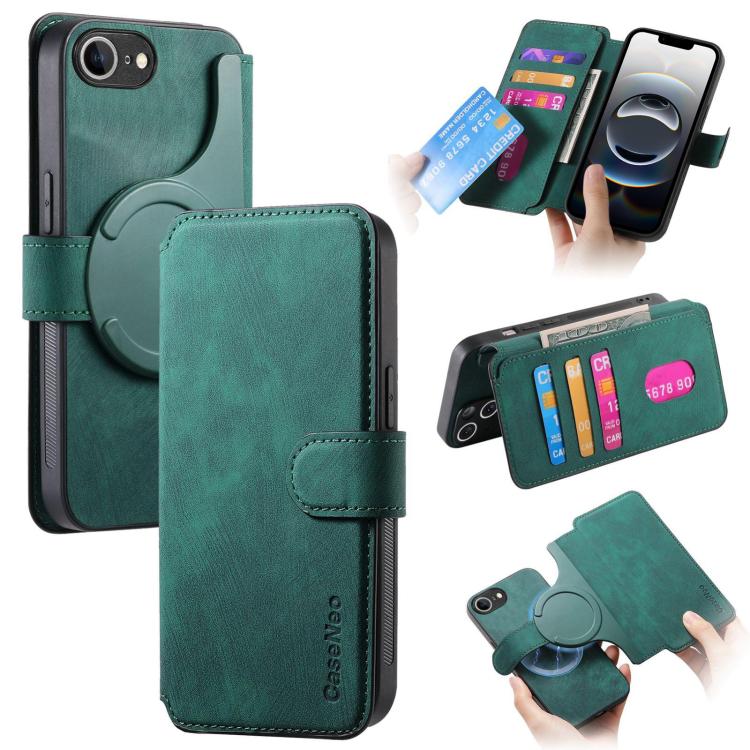 For iPhone 16e CaseNeo MagSafe RFID Anti-theft Retro Leather Phone Case(Green) - iPhone 16e Cases by CaseNeo | Online Shopping South Africa | PMC TechLife | Buy Now Pay Later Mobicred