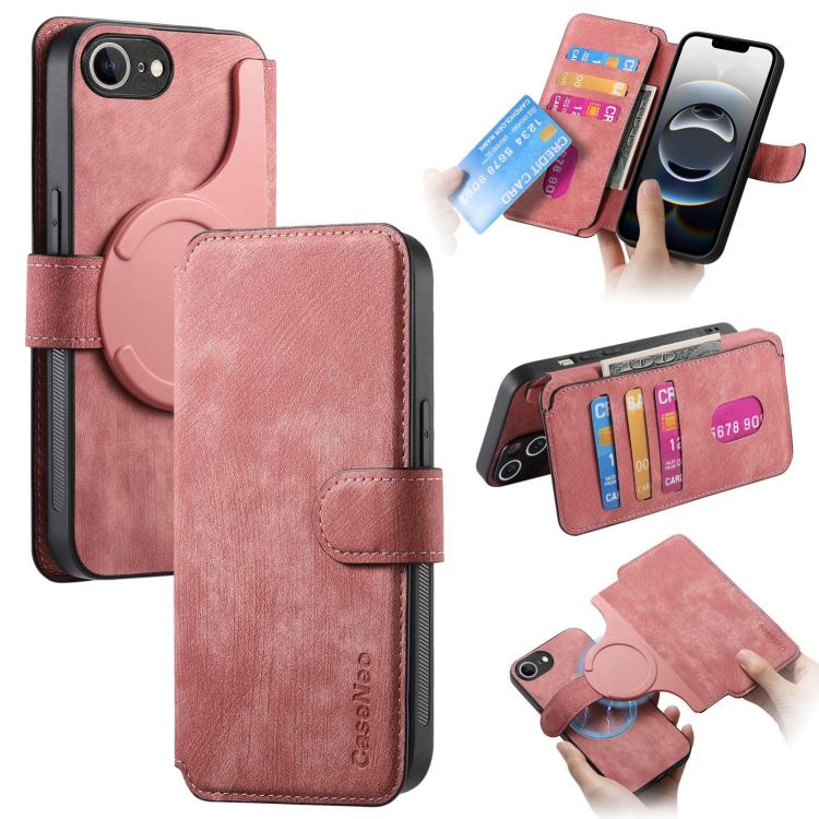 For iPhone 16e CaseNeo MagSafe RFID Anti-theft Retro Leather Phone Case(Pink) - free shipping - PMC TechLife - Order now!
