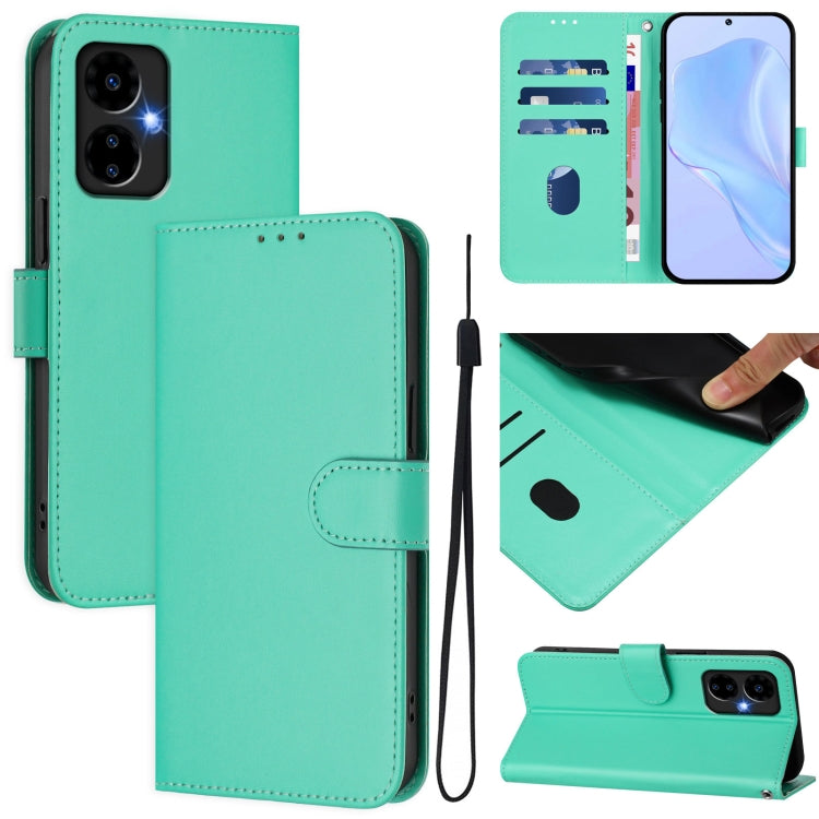 For Boost MobIle Celero 5G 2024 / 3 5G Skin Feel Solid Color Leather Phone Case with Lanyard(Green) - More Brand by PMC Jewellery | Online Shopping South Africa | PMC Jewellery | Buy Now Pay Later Mobicred