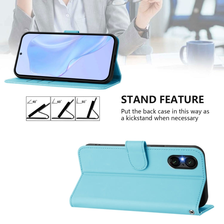 For Sony Xperia 5 VI 2024 Skin Feel Solid Color Leather Phone Case with Lanyard(Sky Blue) - Sony Cases by PMC Jewellery | Online Shopping South Africa | PMC Jewellery | Buy Now Pay Later Mobicred